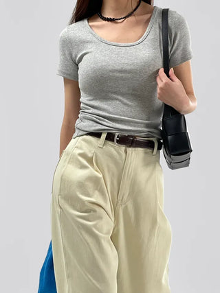 Pave U-neck Daily Short Sleeve Tee