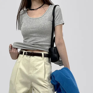 Pave U-neck Daily Short Sleeve Tee