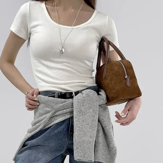 Pave U-neck Daily Short Sleeve Tee