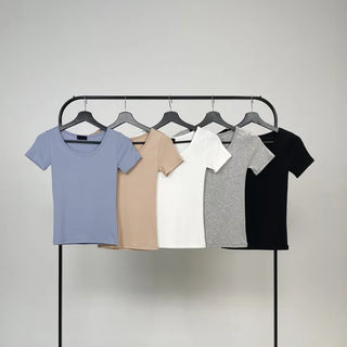 Pave U-neck Daily Short Sleeve Tee