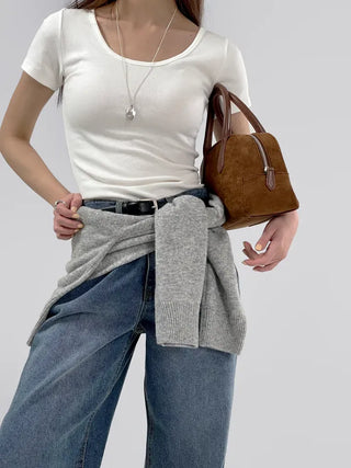 Pave U-neck Daily Short Sleeve Tee