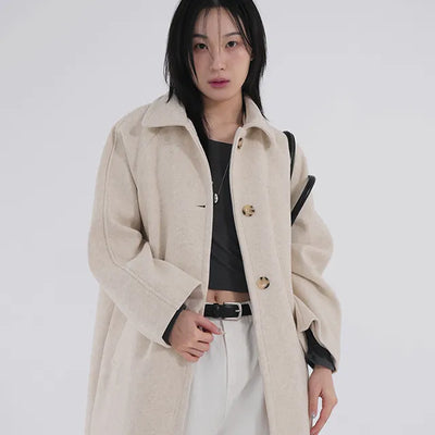 Moncha Basic Collar Long Coat