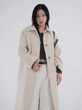Moncha Basic Collar Long Coat