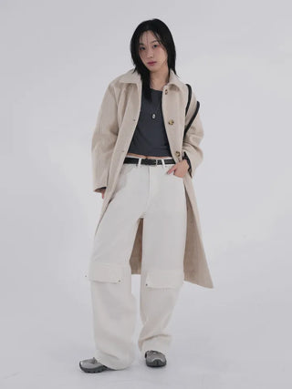 Moncha Basic Collar Long Coat