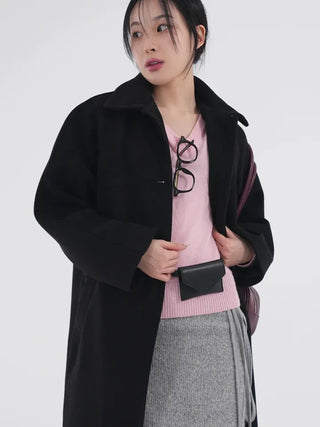 Moncha Basic Collar Long Coat