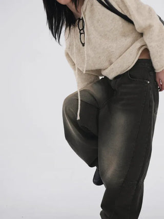 Julie Side Rivet Balloon Wide Denim