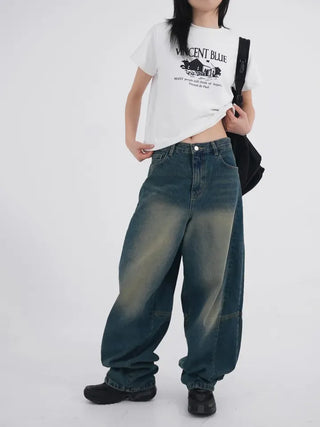 Julie Side Rivet Balloon Wide Denim