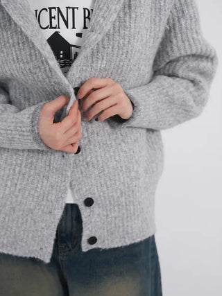Mates Color Block High-Neck Knit Cardigan