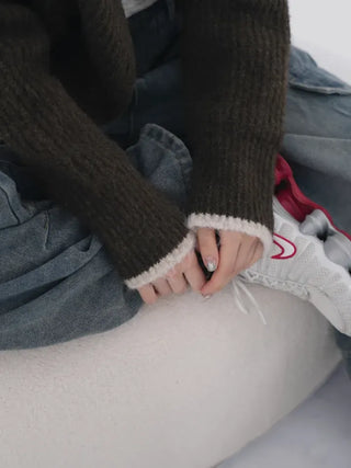 Mates Color Block High-Neck Knit Cardigan