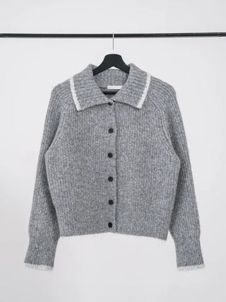 Mates Color Block High-Neck Knit Cardigan