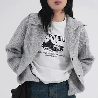 Mates Color Block High-Neck Knit Cardigan
