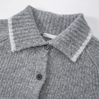 Mates Color Block High-Neck Knit Cardigan