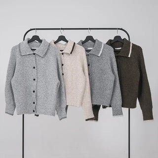 Mates Color Block High-Neck Knit Cardigan