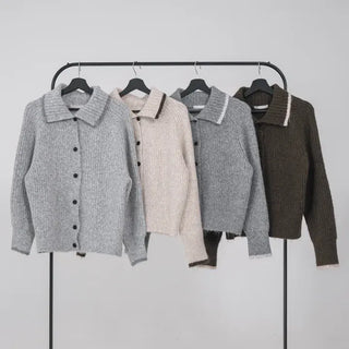 Mates Color Block High-Neck Knit Cardigan