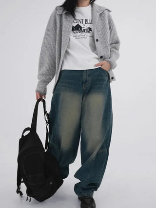 Mates Color Block High-Neck Knit Cardigan