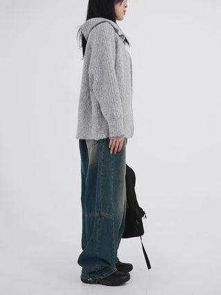 Mates Color Block High-Neck Knit Cardigan