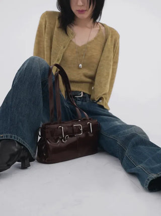 Meti Buckle Baguette Shoulder Bag
