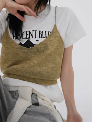 Ennis Heathered Sleeveless Cardigan Set