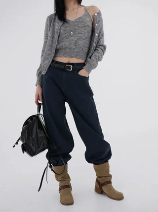 Ennis Heathered Sleeveless Cardigan Set