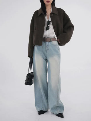 Toson Two-Tone Washed Line Denim Pants