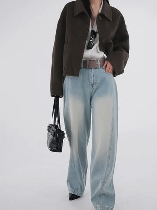Toson Two-Tone Washed Line Denim Pants