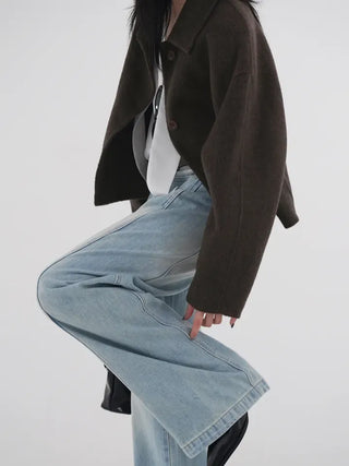 Toson Two-Tone Washed Line Denim Pants