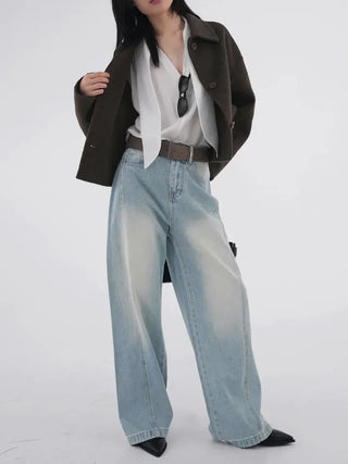 Toson Two-Tone Washed Line Denim Pants