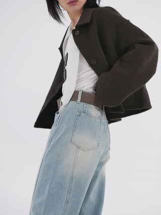 Toson Two-Tone Washed Line Denim Pants