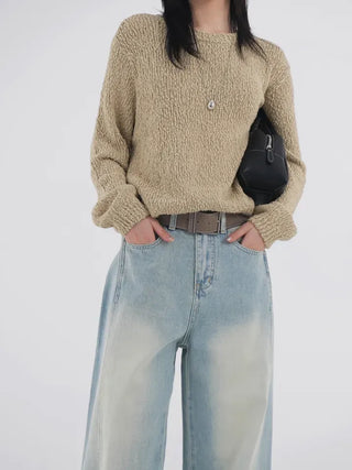 Toson Two-Tone Washed Line Denim Pants