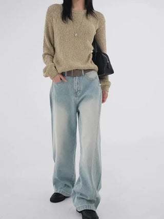 Toson Two-Tone Washed Line Denim Pants