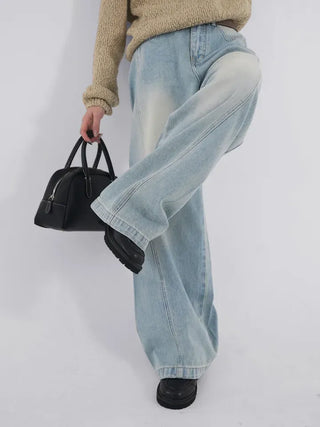 Toson Two-Tone Washed Line Denim Pants