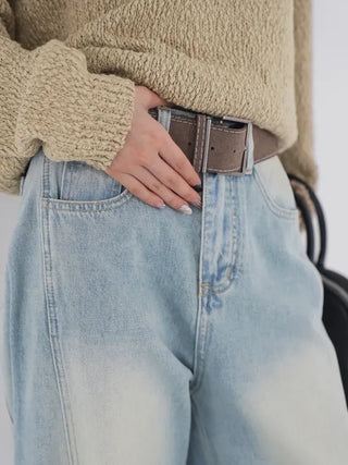 Toson Two-Tone Washed Line Denim Pants