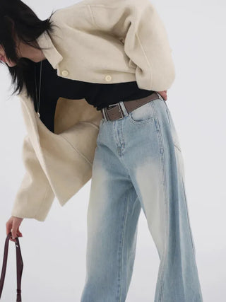 Toson Two-Tone Washed Line Denim Pants