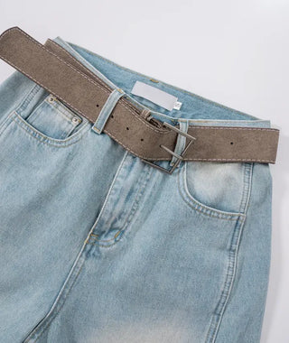 Toson Two-Tone Washed Line Denim Pants