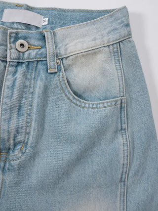 Toson Two-Tone Washed Line Denim Pants