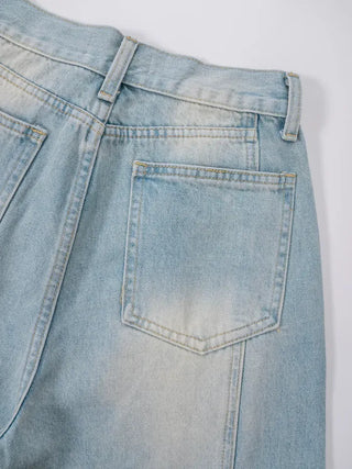 Toson Two-Tone Washed Line Denim Pants