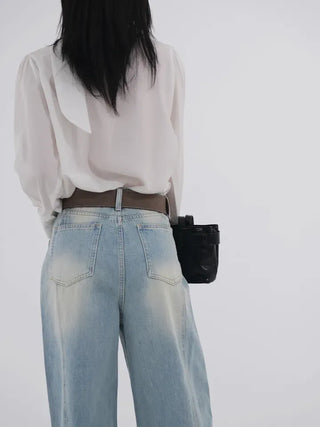 Toson Two-Tone Washed Line Denim Pants