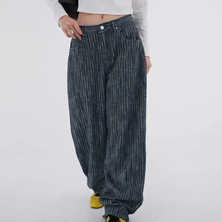 Kibe Stripe Balloon Wide Cotton Denim