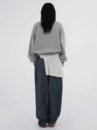 Kibe Stripe Balloon Wide Cotton Denim