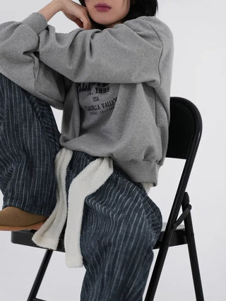 Kibe Stripe Balloon Wide Cotton Denim