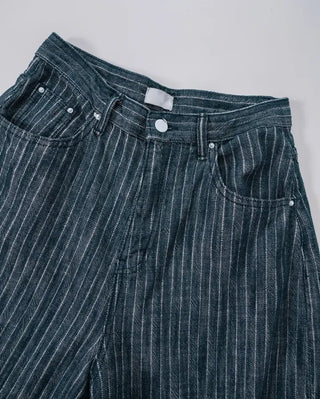 Kibe Stripe Balloon Wide Cotton Denim
