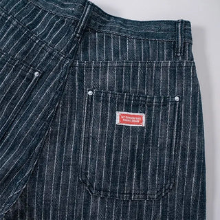 Kibe Stripe Balloon Wide Cotton Denim