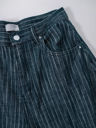 Kibe Stripe Balloon Wide Cotton Denim