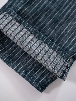 Kibe Stripe Balloon Wide Cotton Denim
