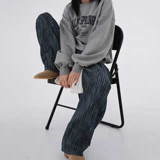 Kibe Stripe Balloon Wide Cotton Denim