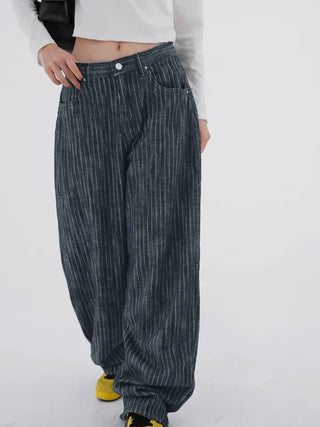 Kibe Stripe Balloon Wide Cotton Denim