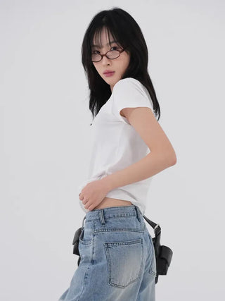 Leville sturdy cotton cropped short-sleeve tee
