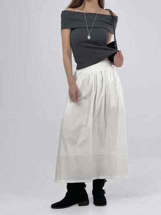 Or Rayon Flare Long Skirt