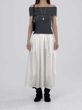 Or Rayon Flare Long Skirt