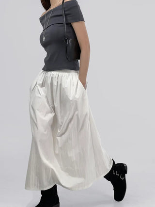 Or Rayon Flare Long Skirt